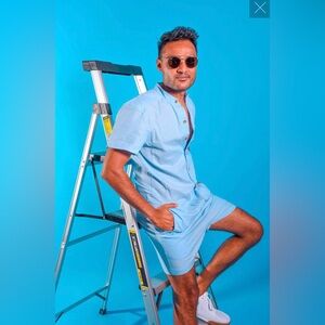 NWOT- Romphim- The Original Light Blue‎ Chambray Romper- Medium